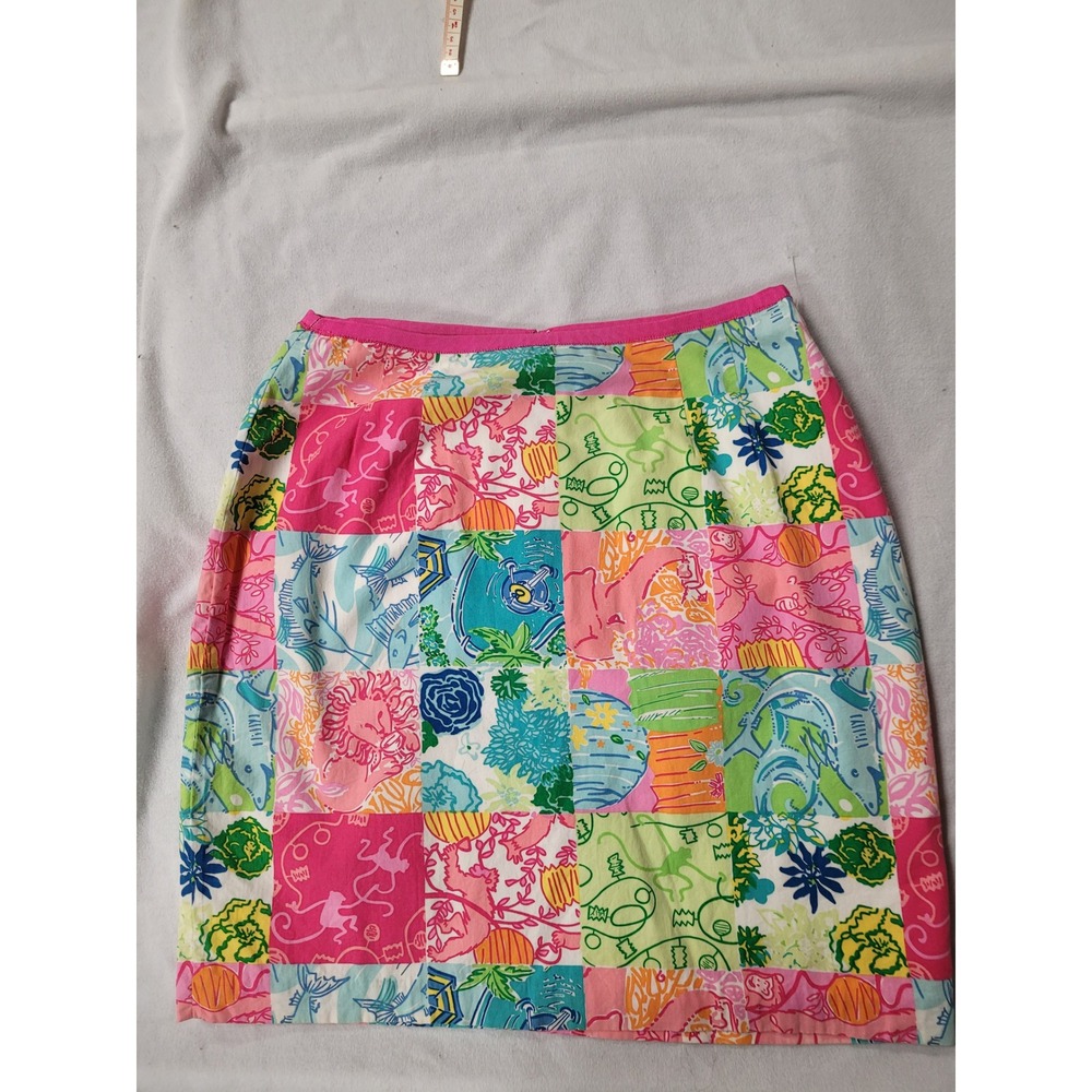 Lilly Pulitzer‎ Skirt Patchwork Print Cotton Colorful Mini Womens Size 8P